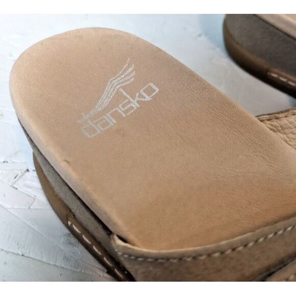 Dansko Women’s 40 Allyson Slides Sandal Stone Tan Slip On Hook & Loop - Picture 2 of 8